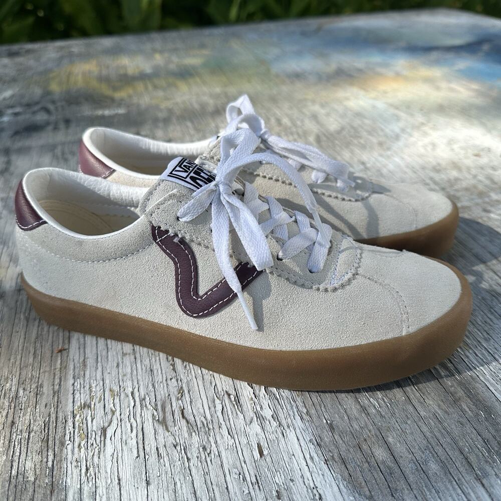 Vans Sport Low Suede Skate Sneakers Preowned Gum White Men's 5 - Women’s 6.5